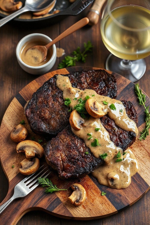 bison steaks with mushrooms