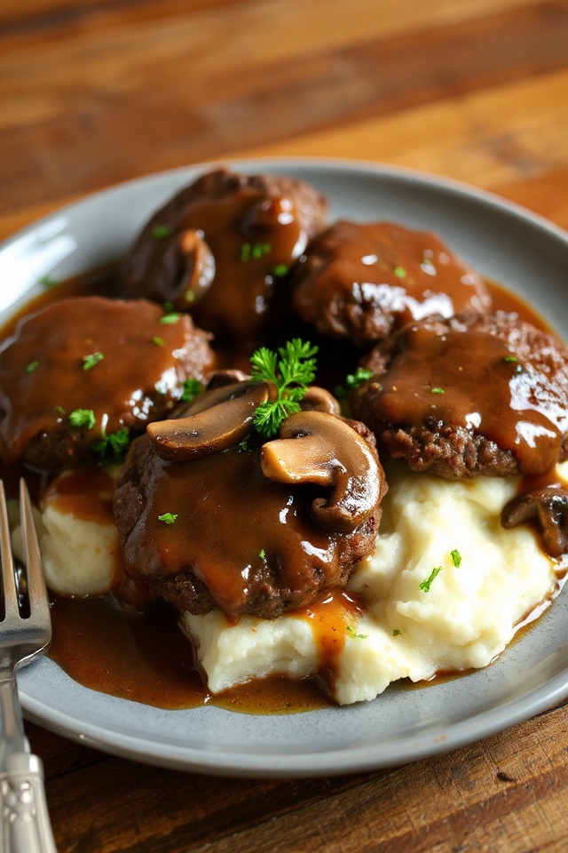delicious venison salisbury steak