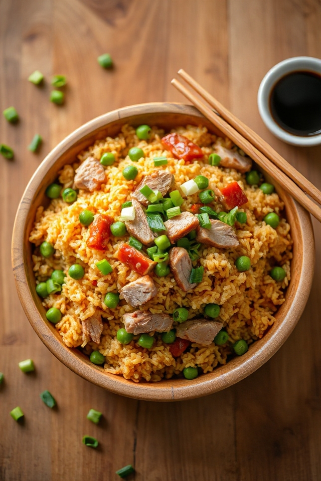 duck fried rice preparation