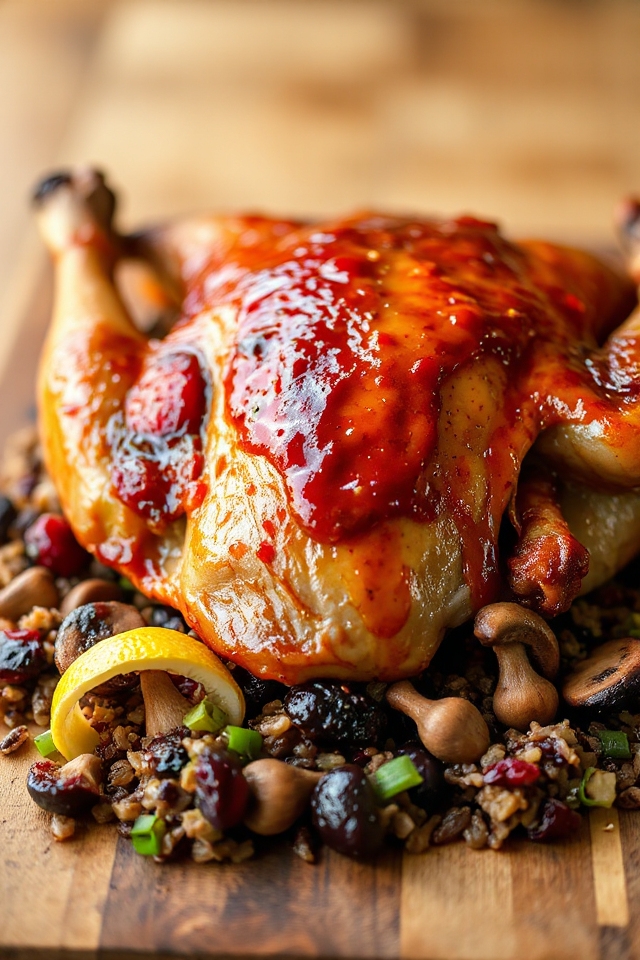 duck with cranberry wild rice stuffing