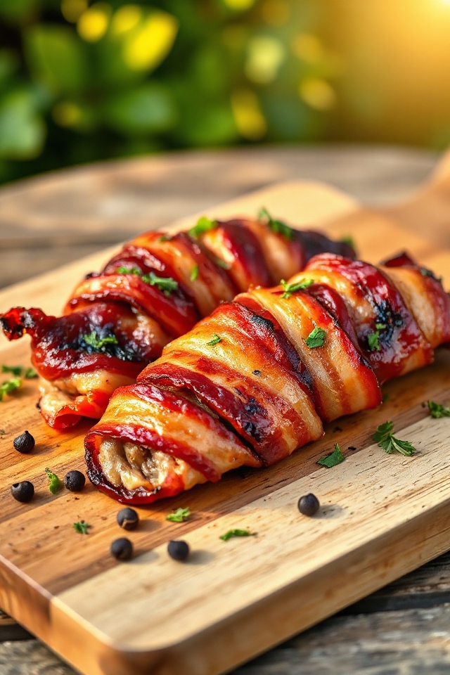 grilled bacon wrapped venison delight