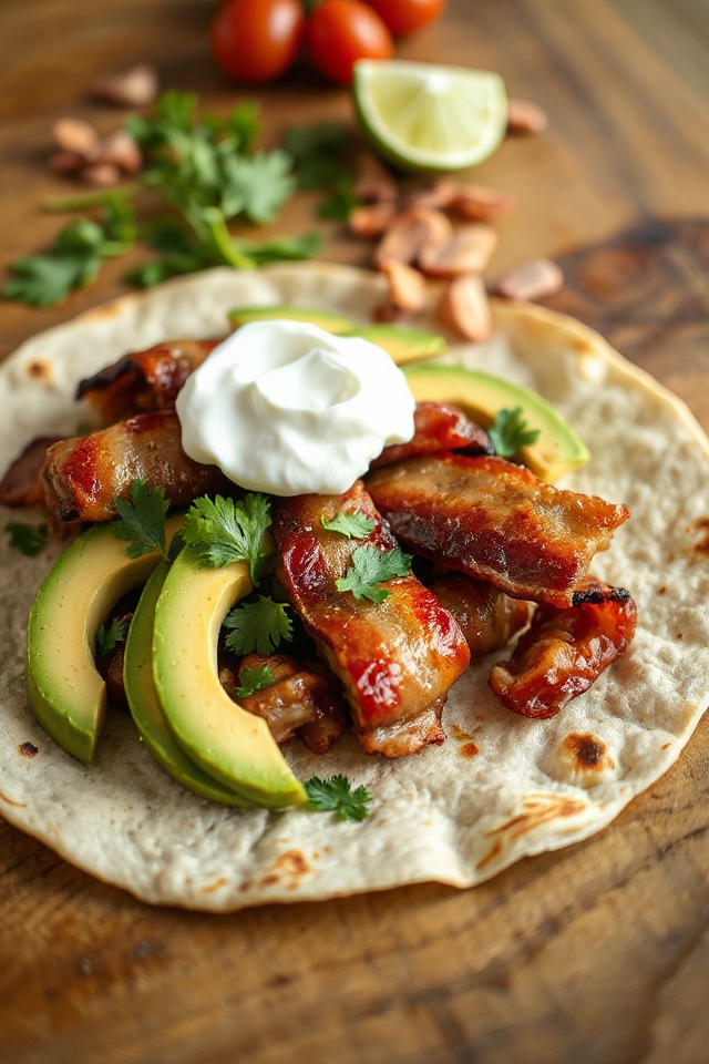 marinated bacon wrapped venison fajitas