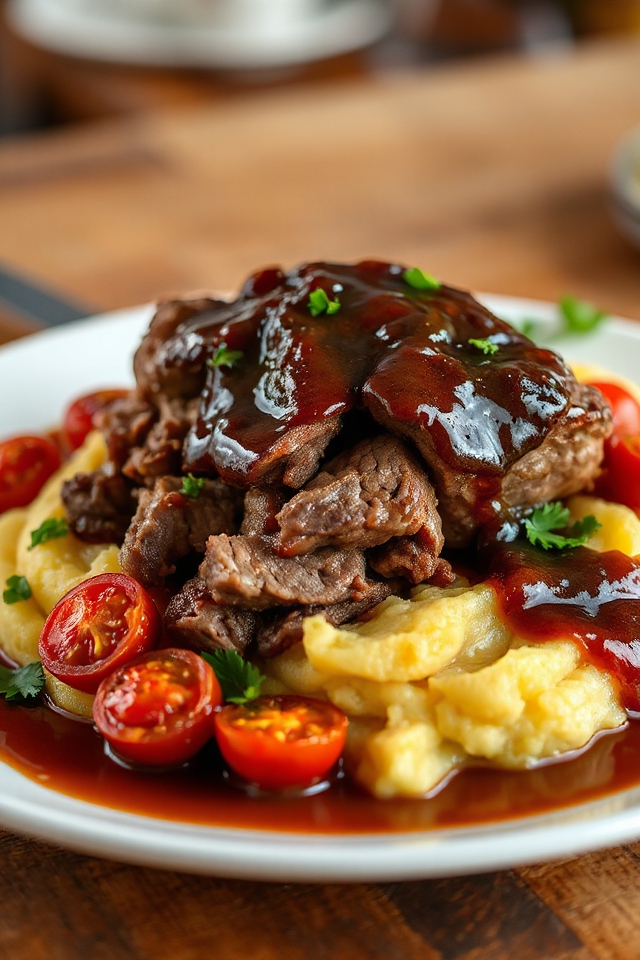 marinated seared slow cooked venison