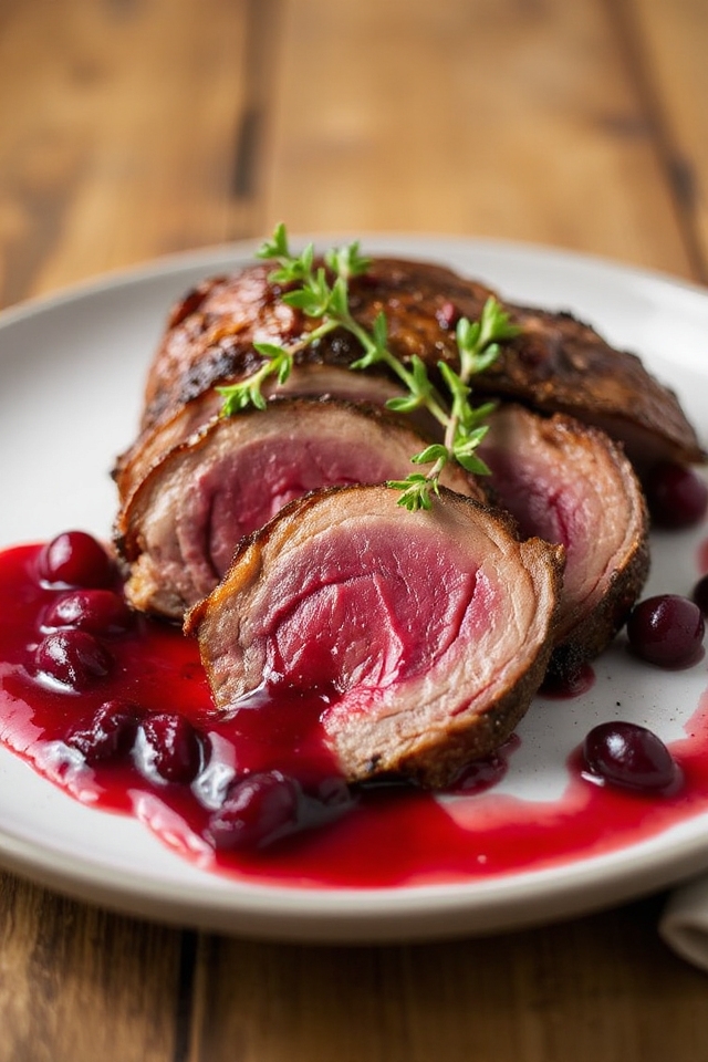 roast venison with cranberry sauce