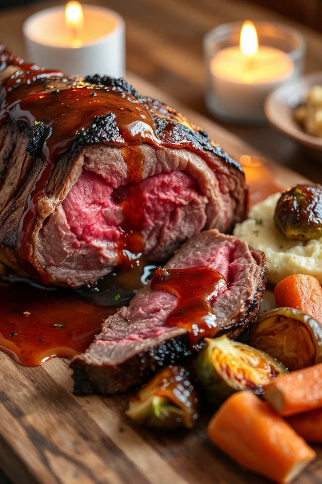 roast venison with sauce