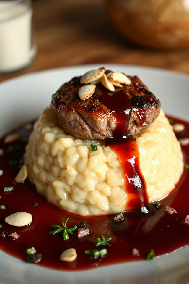 savory venison over risotto