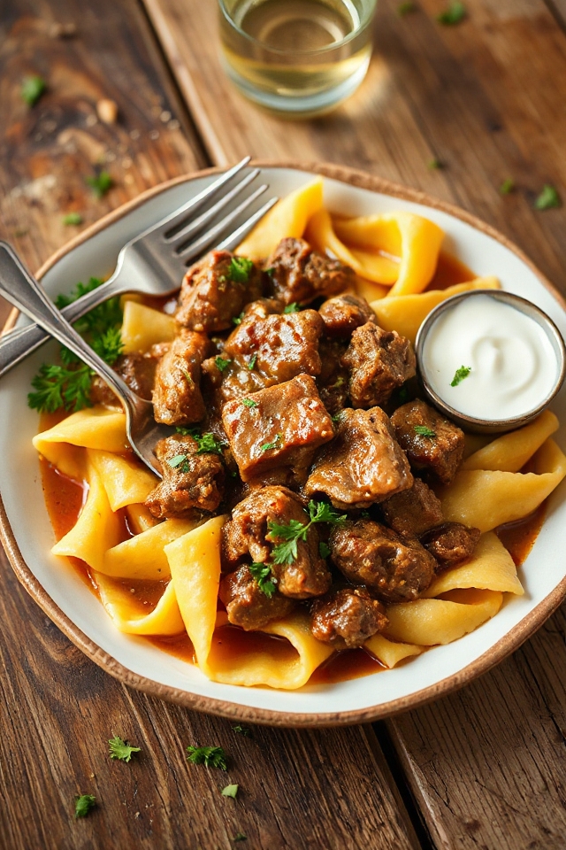 slow cooker venison stroganoff