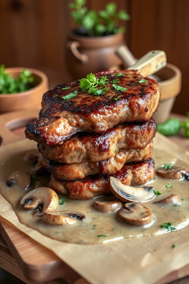 venison chops with mushroom sauce