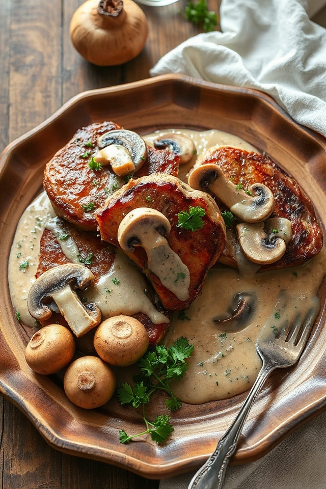 venison chops with mushrooms