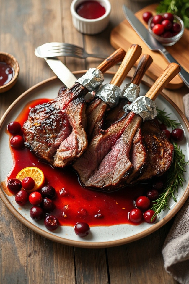 venison rack with sauce