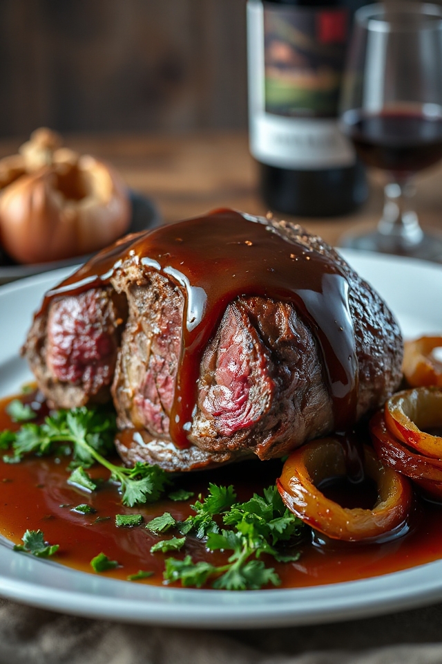 venison roast with wine gravy