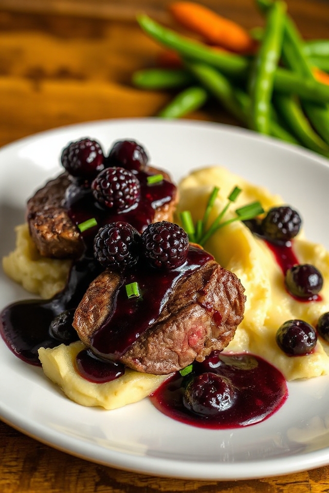 venison steaks with blackberry sauce