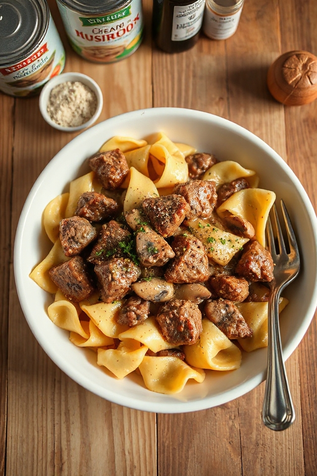 venison with noodle dish