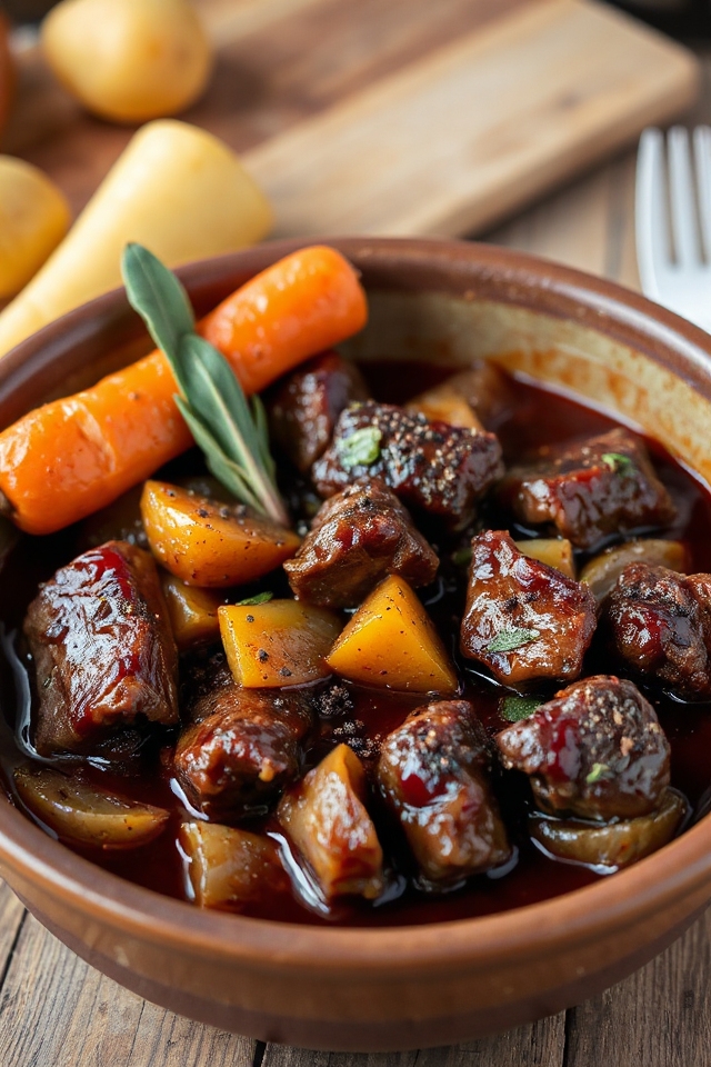 warm venison wine casserole